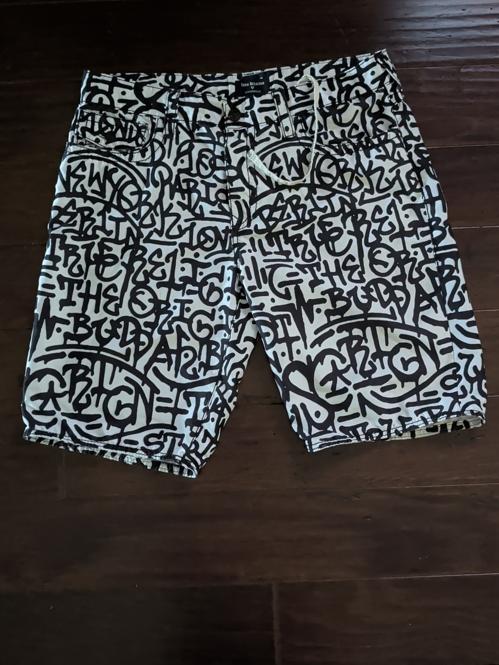 True Religion Swimming Trunks Graffiti Type Graphic Print Size 36